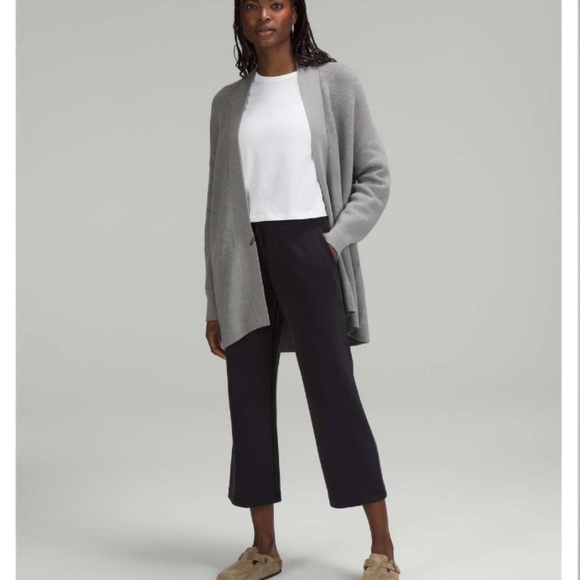 NWT LULULEMON Merino Wool-Blend Ribbed Long Wrap Sweater Heathered Gull Grey 8 - Picture 2 of 11